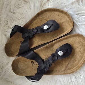 Birkenstock Braided Black and Tan Sandals 40